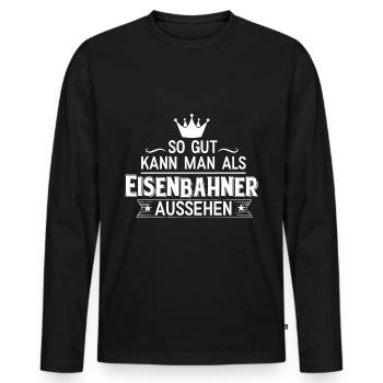 Eisenbahner - Männer Premium Bio Langarmshirt - Schwarz - Vorne - Nico (187cm)
