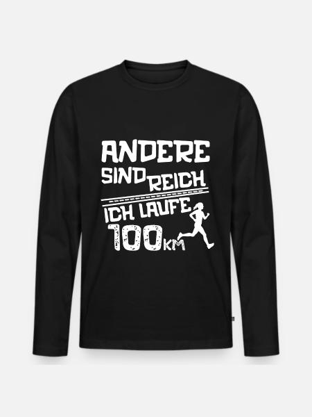 Ultramarathon 100 Kilometer Ultralaufen Geschenk - Männer Premium Bio Langarmshirt - Schwarz
