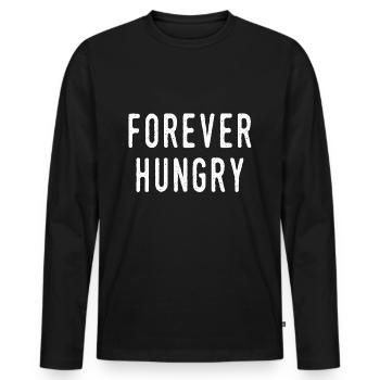 Ich habe immer Hunger - Männer Premium Bio Langarmshirt - Schwarz - Vorne - Nico (187cm)