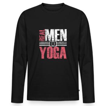 Real Men Do Yoga - Männer Premium Bio Langarmshirt - Schwarz - Vorne - Nico (187cm)