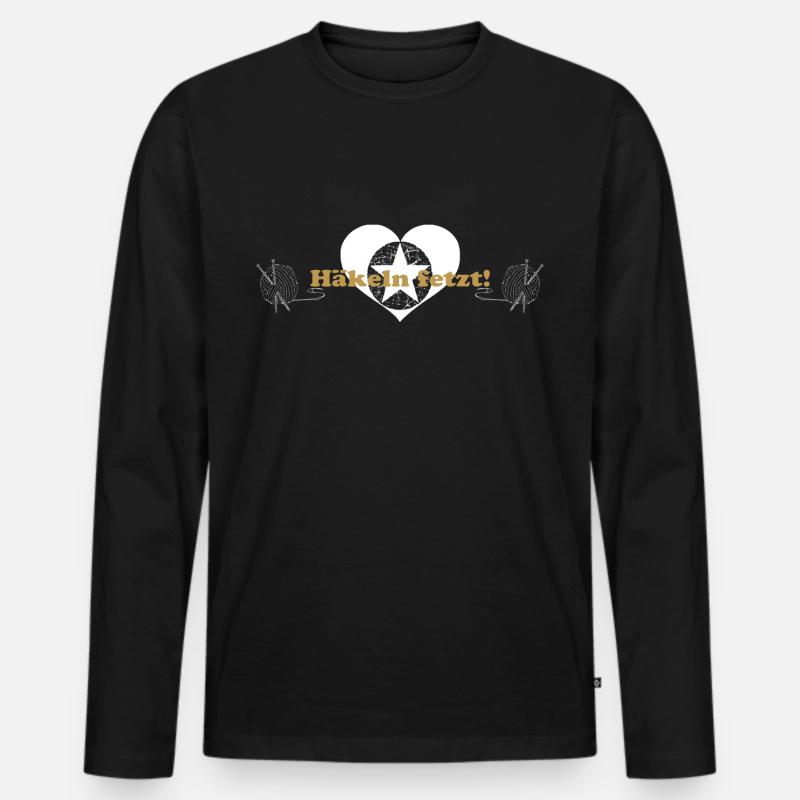 Häkeln - Männer Premium Bio Langarmshirt - Schwarz