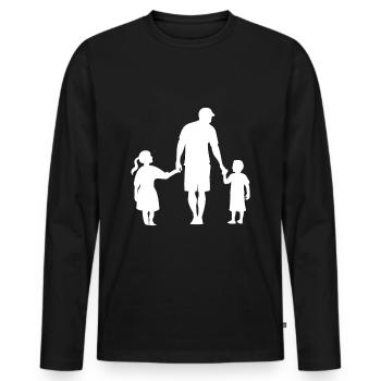 Vater Tochter Sohn 2 Kinder - Männer Premium Bio Langarmshirt - Schwarz - Vorne - Nico (187cm)
