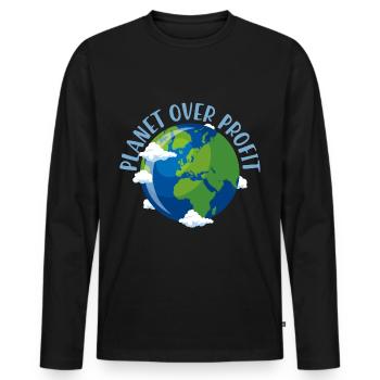 Planet Over Profit Contre CO2 Changement climatique Cadeau - T-shirt manches longues Premium bio Homme - noir - Devant - Nico (187cm)