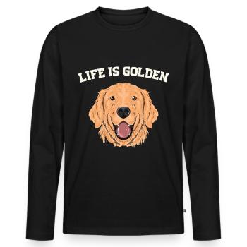 Life is golden - with a Golden Retriever - Men's Premium Organic Long Sleeve Shirt - black - Front - Nico (187cm)