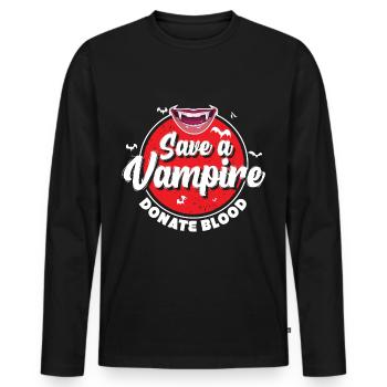 Protéger les vampires don de sang - T-shirt manches longues Premium bio Homme - noir - Devant - Nico (187cm)