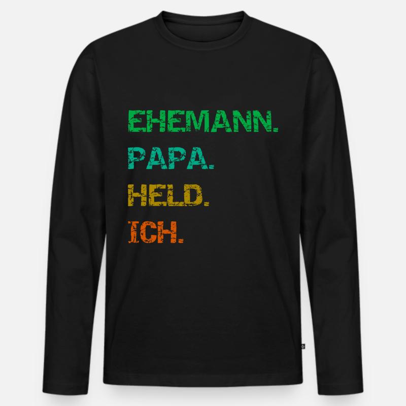 Ehemann Papa Held Ich - Männer Premium Bio Langarmshirt - Schwarz