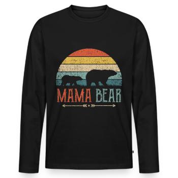 Mama Bär Mutter Frau Geschenk Eltern Paare Frauen - Männer Premium Bio Langarmshirt - Schwarz - Vorne - Nico (187cm)