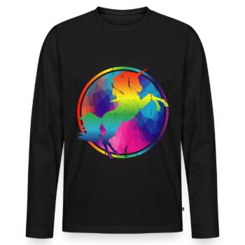 Colorful unicorn rainbow gaudy geo gift - Men's Premium Organic Long Sleeve Shirt - black - Front - Nico (187cm)