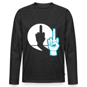 Schattenspiel Mittelfinger provokation Geschenk - Männer Premium Bio Langarmshirt - Anthrazit meliert - Vorne - Nico (187cm)