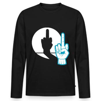 Cadeau de provocation au doigt du milieu - T-shirt manches longues Premium bio Homme - noir - Devant - Nico (187cm)