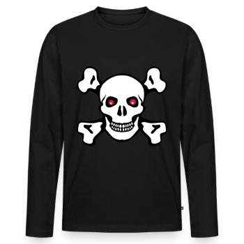 Pirate skull - Men's Premium Organic Long Sleeve Shirt - black - Front - Nico (187cm)