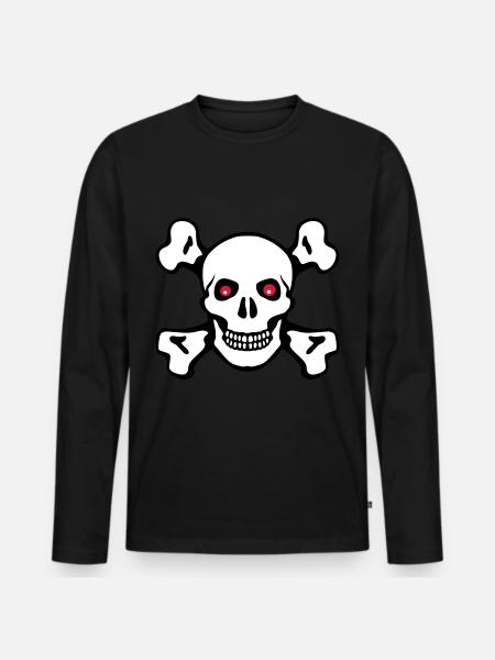 Pirate skull - Men's Premium Organic Long Sleeve Shirt - black