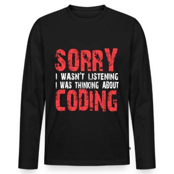 Coding - Männer Premium Bio Langarmshirt - Schwarz - Vorne - Nico (187cm)