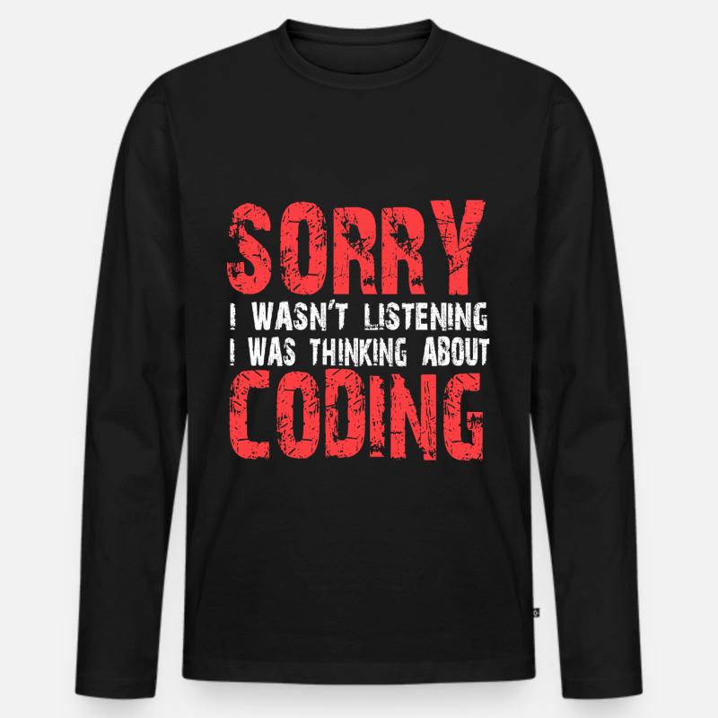 Coding - Men's Premium Organic Long Sleeve Shirt - black