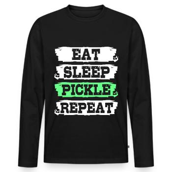 Cornichon Concombre Concombre - T-shirt manches longues Premium bio Homme - noir - Devant - Nico (187cm)