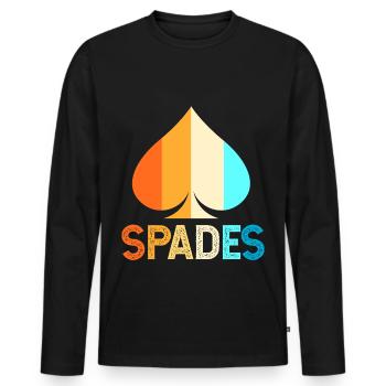 Spades of Spades Playing Card Card Game - Men's Premium Organic Long Sleeve Shirt - black - Front - Nico (187cm)