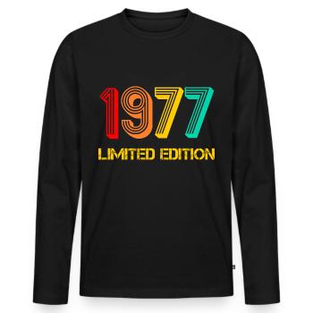 Né en 1977 Né en 1977 Cadeau Anniversaire - T-shirt manches longues Premium bio Homme - noir - Devant - Nico (187cm)