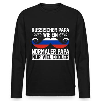 Russischer PApa Russe Russen Vater Vatertag Russla - Männer Premium Bio Langarmshirt - Schwarz - Vorne - Nico (187cm)