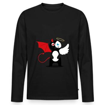 Cat Cat Angel Devil Evil Good Cute Meow - Men's Premium Organic Long Sleeve Shirt - black - Front - Nico (187cm)