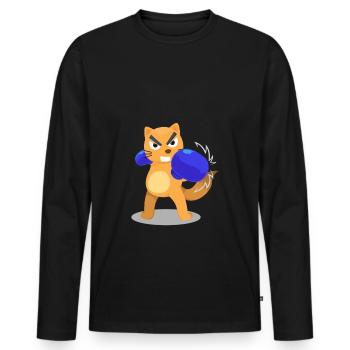 Katze Kämpfen Boxen Schlagen Sport Kampf - Männer Premium Bio Langarmshirt - Schwarz - Vorne - Nico (187cm)