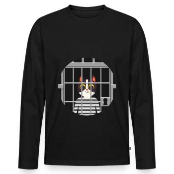 Süße Katze Gefängnis Knast Hinter Gittern Böse - Männer Premium Bio Langarmshirt - Schwarz - Vorne - Nico (187cm)