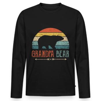 Grandpa bear husband father gift men grandfather - Men's Premium Organic Long Sleeve Shirt - black - Front - Nico (187cm)