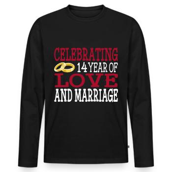 14 ans Marié Anniversaire 14e anniversaire de mariage - T-shirt manches longues Premium bio Homme - noir - Devant - Nico (187cm)