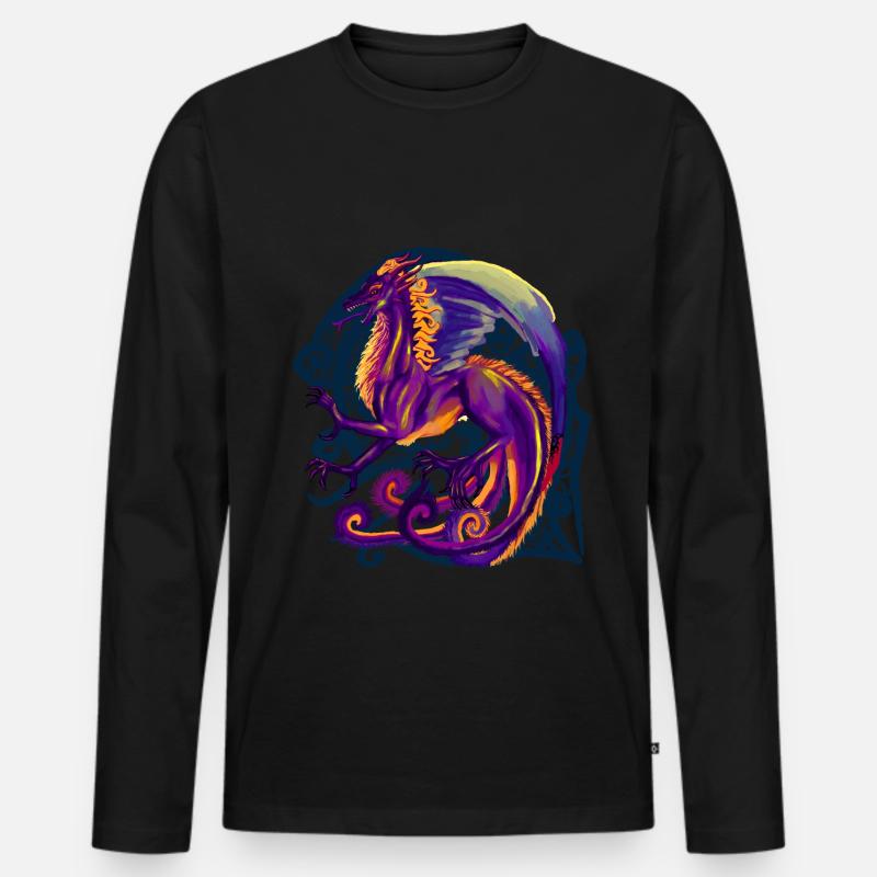 Drachen - Männer Premium Bio Langarmshirt - Schwarz