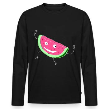 Melon Melon Pastèque - T-shirt manches longues Premium bio Homme - noir - Devant - Nico (187cm)