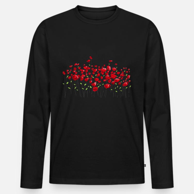 Mohnblumen Mohn Blume Blumen - Männer Premium Bio Langarmshirt - Schwarz