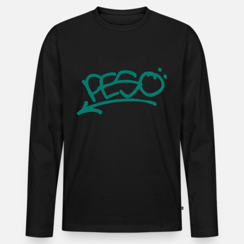 Graffiti Peso - Männer Premium Bio Langarmshirt - Schwarz