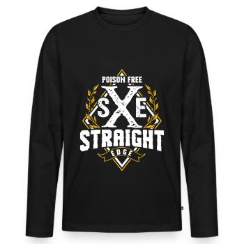 Straight Edge Végétalien, Anti-drogue, Punk - T-shirt manches longues Premium bio Homme - noir - Devant - Nico (187cm)