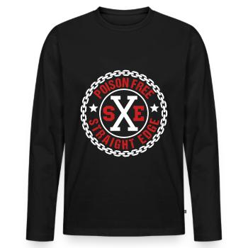 Straight Edge Végétalien, Anti-drogue, Punk - T-shirt manches longues Premium bio Homme - noir - Devant - Nico (187cm)
