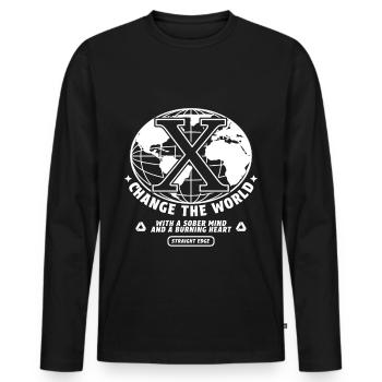 Straight Edge Végétalien, Anti-drogue, Punk - T-shirt manches longues Premium bio Homme - noir - Devant - Nico (187cm)