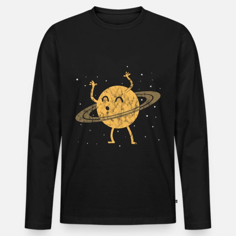 Saturn lustig - Männer Premium Bio Langarmshirt - Schwarz