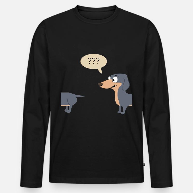 Confused Dachshund - Männer Premium Bio Langarmshirt - Schwarz
