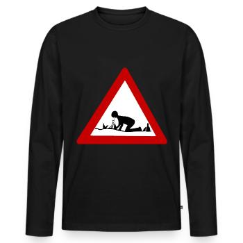 Attention Vomi fête des pères Alcool - T-shirt manches longues Premium bio Homme - noir - Devant - Nico (187cm)