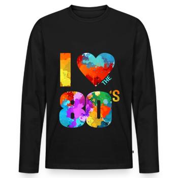 J'aime les années 80 - T-shirt manches longues Premium bio Homme - noir - Devant - Nico (187cm)