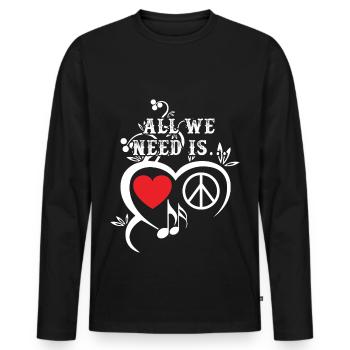 All We Need Is Peace Love Music - Männer Premium Bio Langarmshirt - Schwarz - Vorne - Nico (187cm)