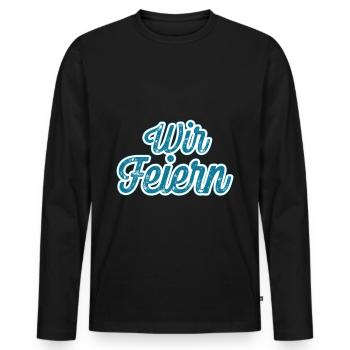 Wir Feiern - Männer Premium Bio Langarmshirt - Schwarz - Vorne - Nico (187cm)