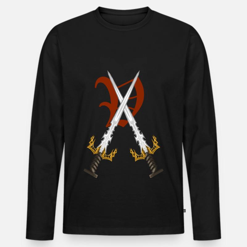 Gekreuzte Schwerter - Männer Premium Bio Langarmshirt - Schwarz