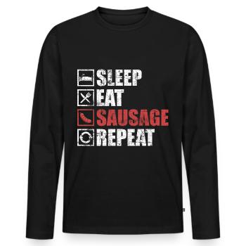 sausage - Men's Premium Organic Long Sleeve Shirt - black - Front - Nico (187cm)