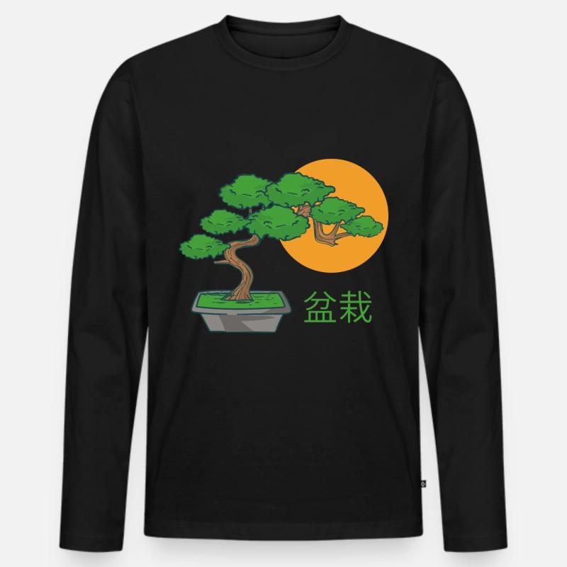 Bonsai Kleiner Baum - Männer Premium Bio Langarmshirt - Schwarz