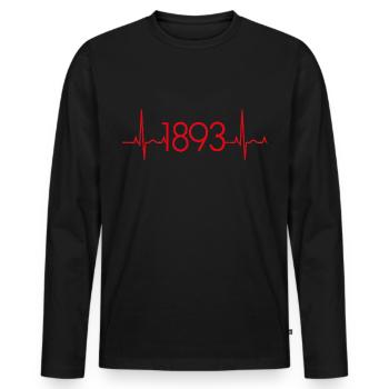1893 Herzschlag Stuttgart Fußball - Männer Premium Bio Langarmshirt - Schwarz - Vorne - Nico (187cm)