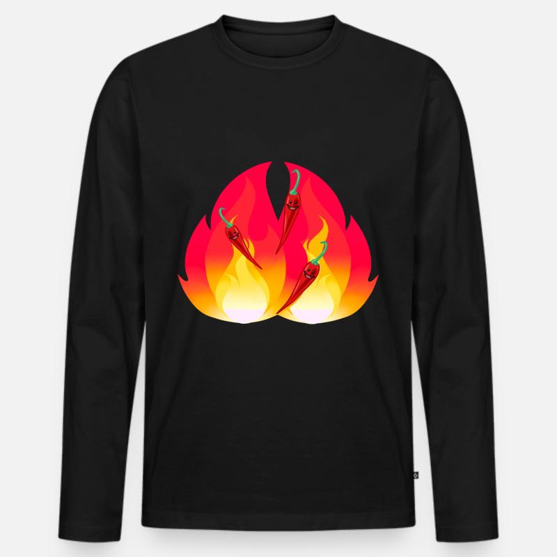 Feuriger Chilli schaft Gewürze Speise gesund - Männer Premium Bio Langarmshirt - Schwarz
