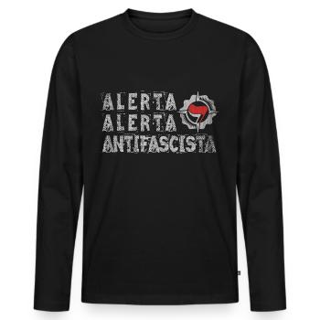 ACTION ANTIFASCISTE ANTIFASCISTA - T-shirt manches longues Premium bio Homme - noir - Devant - Nico (187cm)