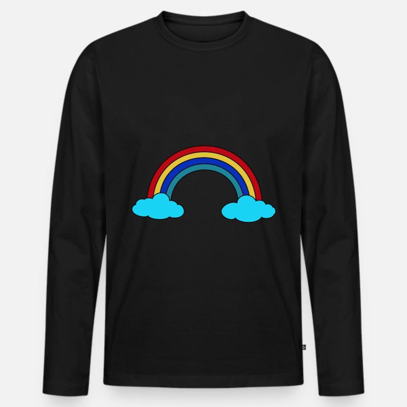Regenbogen Wolken Himmel Wetter - Männer Premium Bio Langarmshirt - Schwarz
