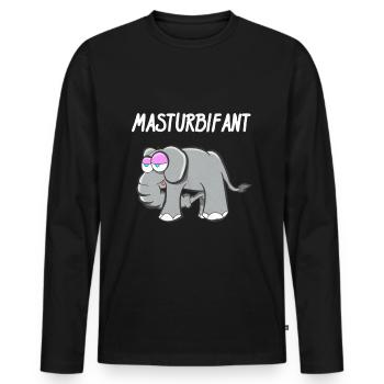 Elefant, Lustig Mastubieren - Männer Premium Bio Langarmshirt - Schwarz - Vorne - Nico (187cm)