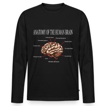 ANATOMIE DU CERVEAU DON EN NEUROSCIENCES - T-shirt manches longues Premium bio Homme - noir - Devant - Nico (187cm)