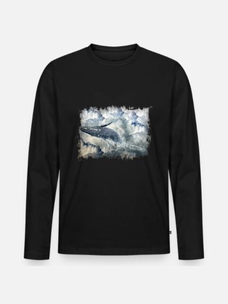 Whale in the clouds - Men's Premium Organic Long Sleeve Shirt - black